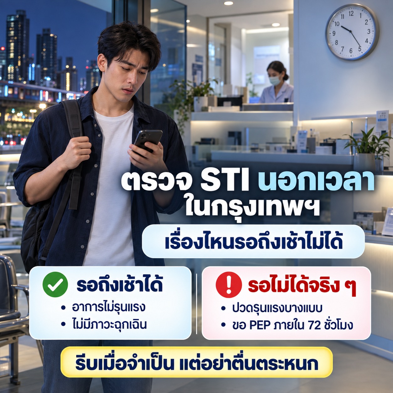 ตรวจ STI นอกเวลา ในกรุงเทพฯ: เรื่องไหนรอถึงเช้าไม่ได้