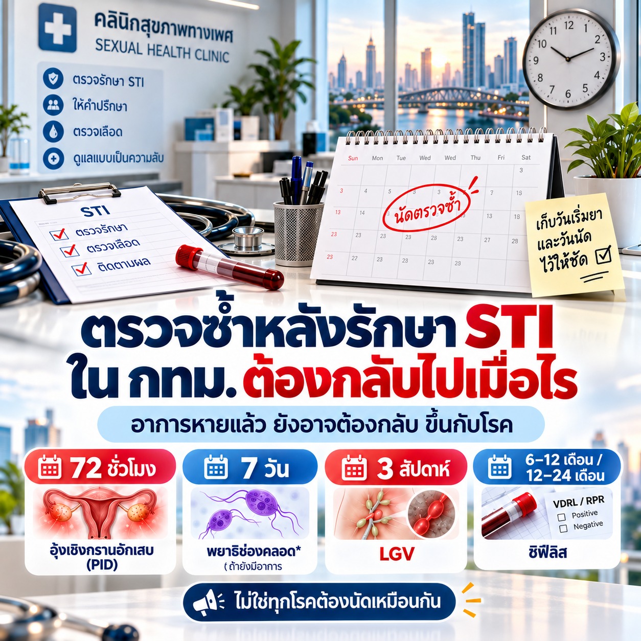 ตรวจซ้ำหลังรักษา STI ใน กทม. ต้องกลับไปเมื่อไร
